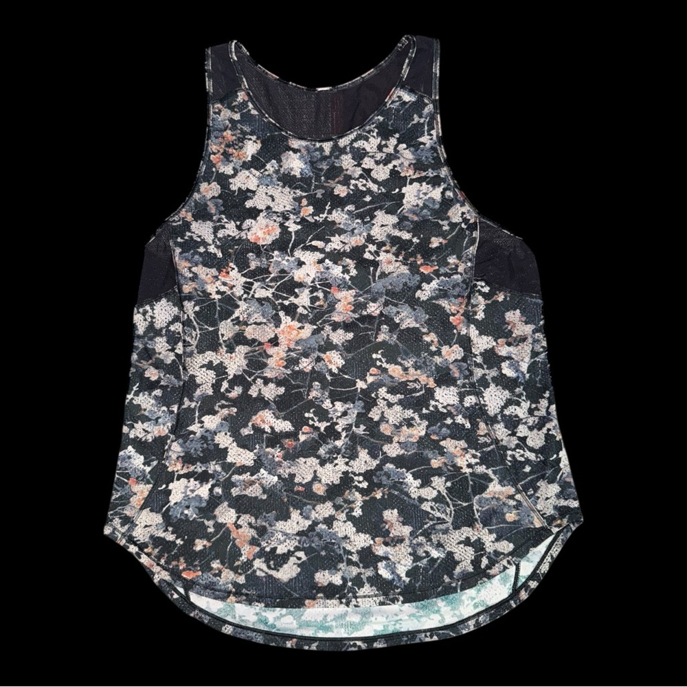 Lululemon Top Women’s Sculpt II Spring Bloom Multi Black Floral Tank Sz NST